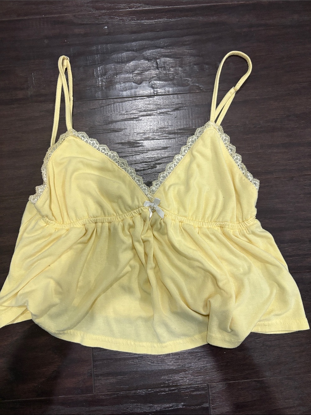 Edikted Yellow Lace-Trim Camisole Top